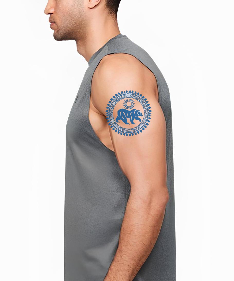 Beer Zeehond Zon Embleem Tatoeage Ontwerp