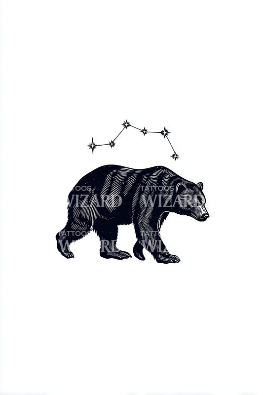 Bear with Little Dipper Tattoo Design