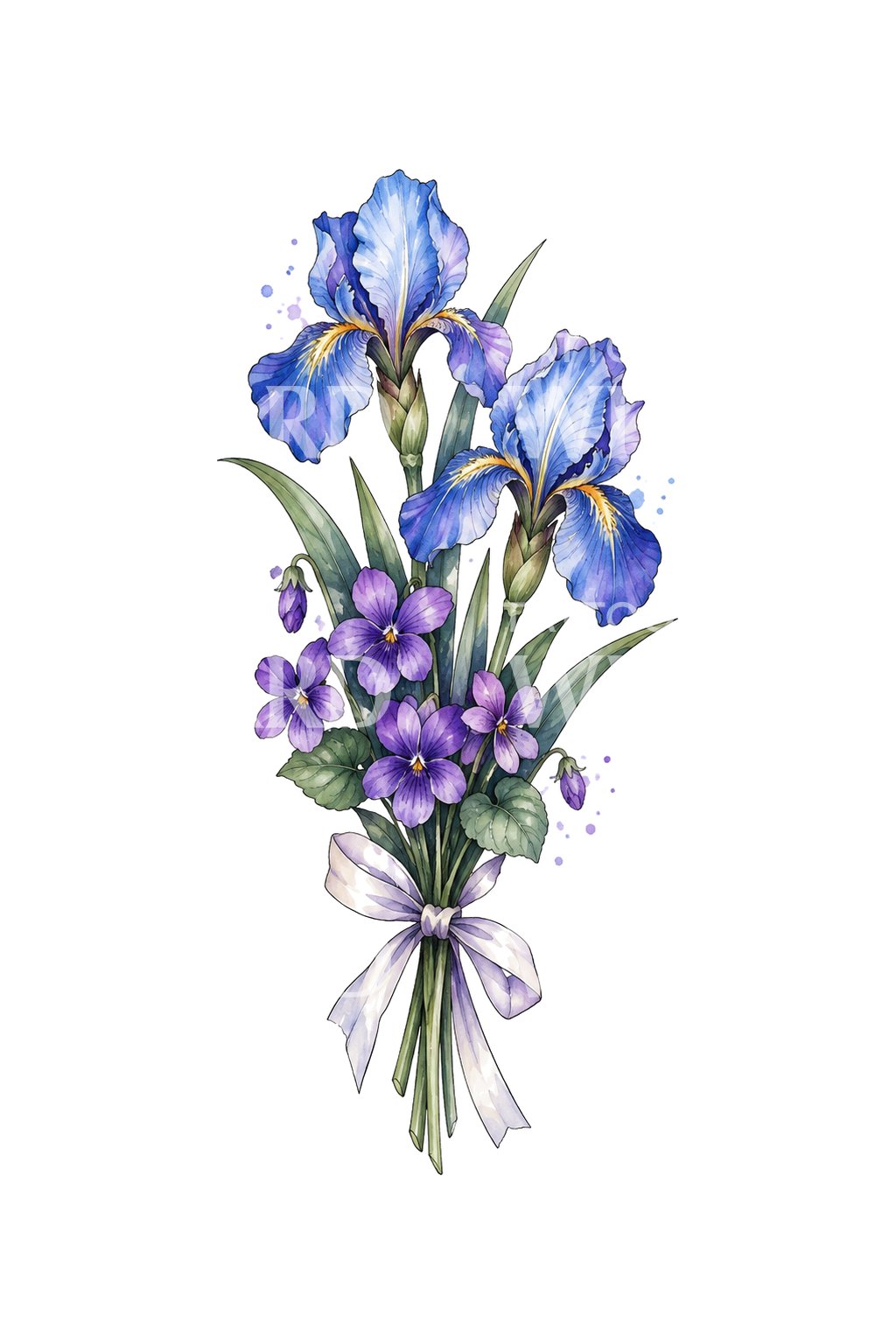 Bearded Iris Posy with Pale Ribbon Tattoo Idea