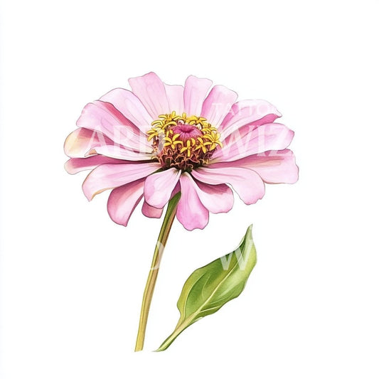 Beautiful Drawning of Zinnia Flower Tattoo Design