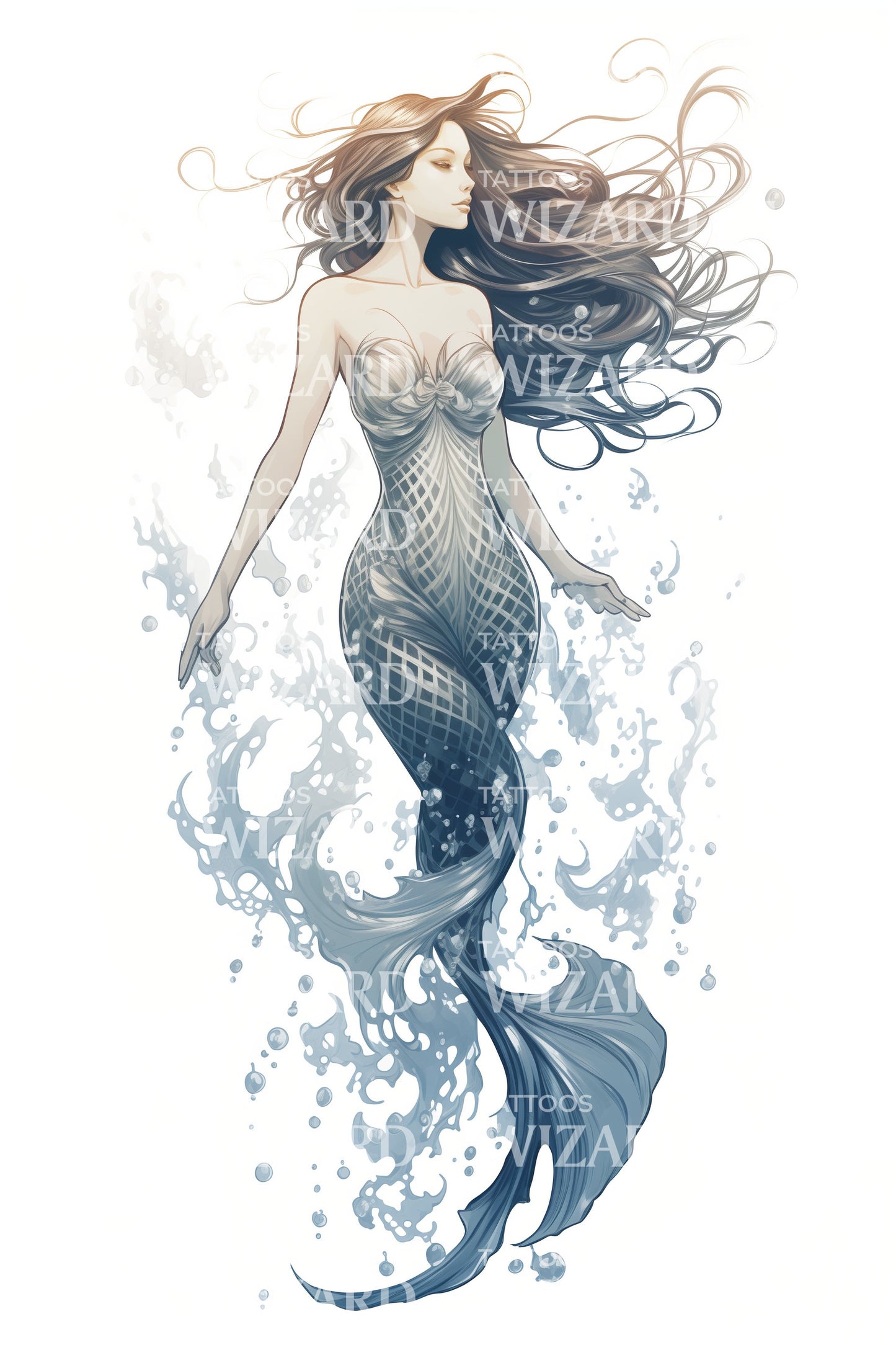 Beautiful Mermaid Tattoo Design