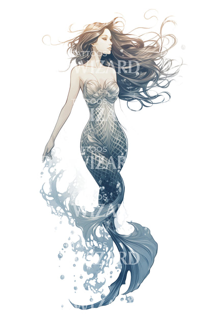 Beautiful Mermaid Tattoo Design