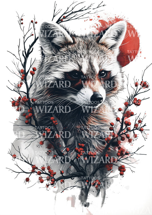 Beautiful Raccoon Portrait Tattoo Idea