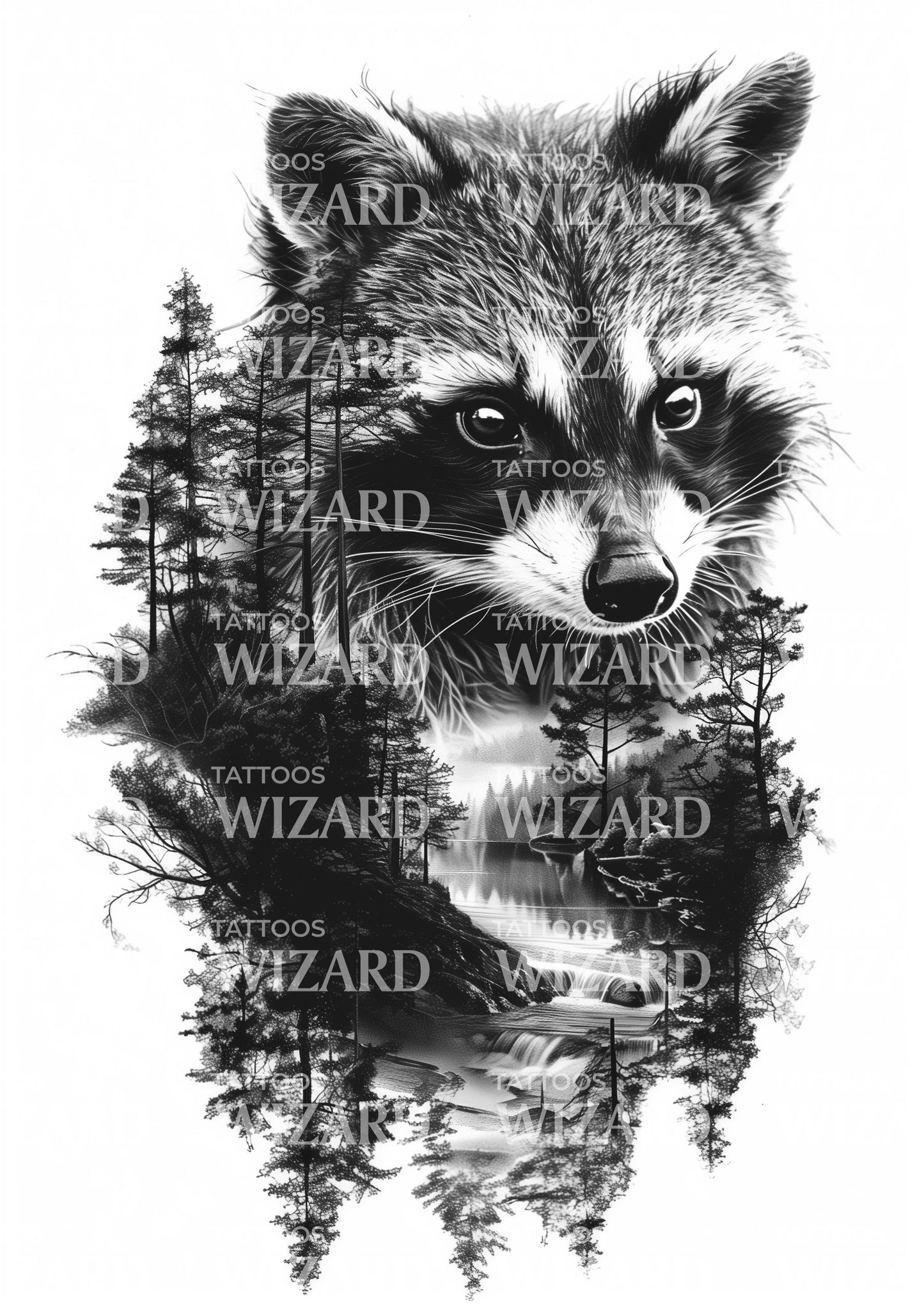 Beautiful Raccoon Sleeve Tattoo Idea