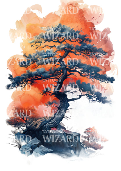 Beautiful Watercolor Cypress Hill Tattoo Design
