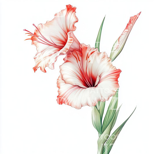 Beautifully Drawn Gladiolus Flower Tattoo Design