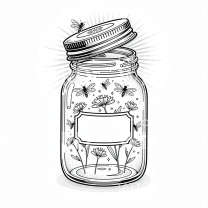 Bee Jar Wildflowers Tattoo Design