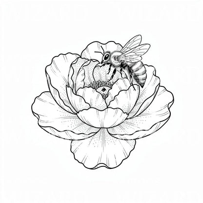 Bee on Bloom Tattoo Design