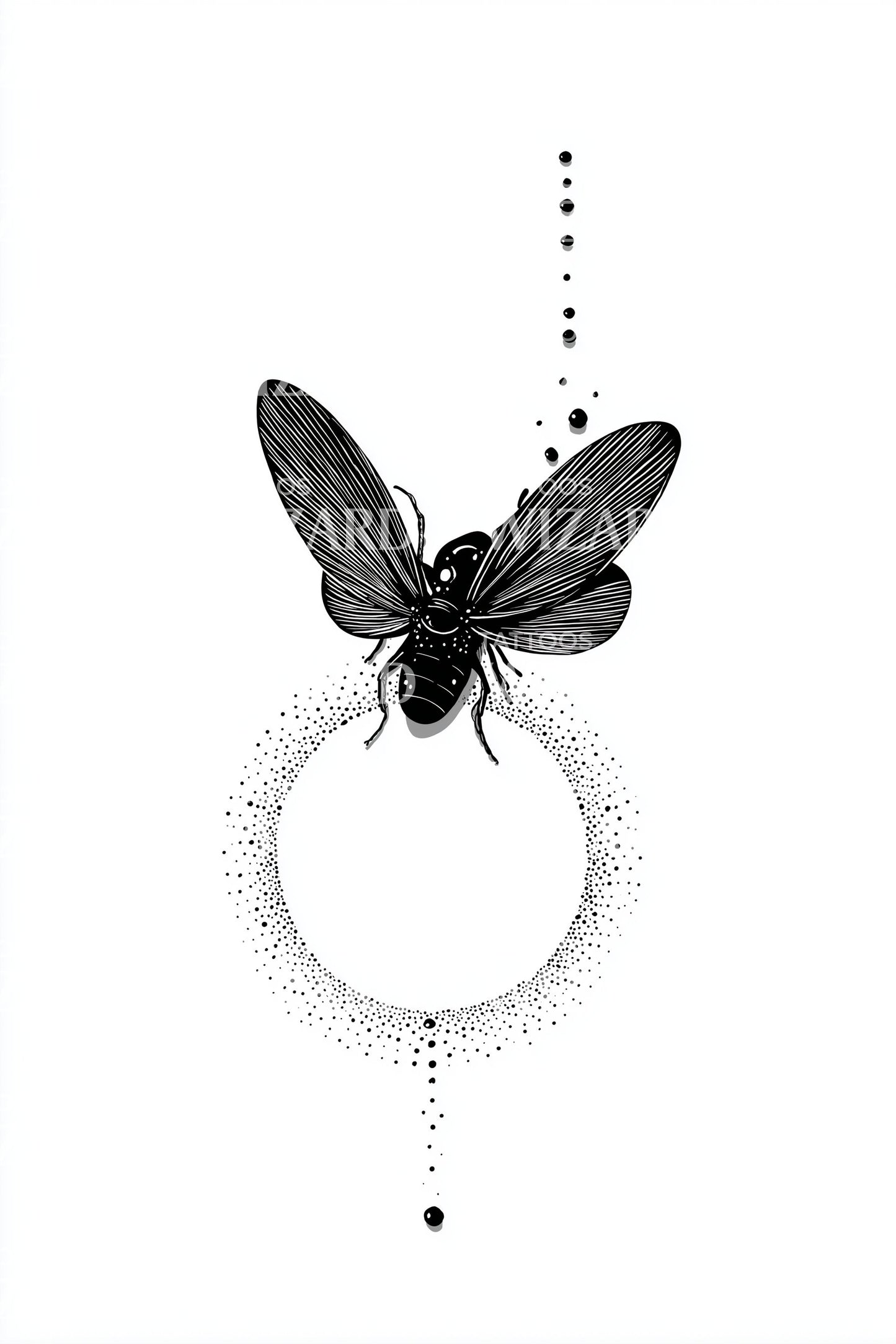 Bee Orbit Geometry Tattoo Design