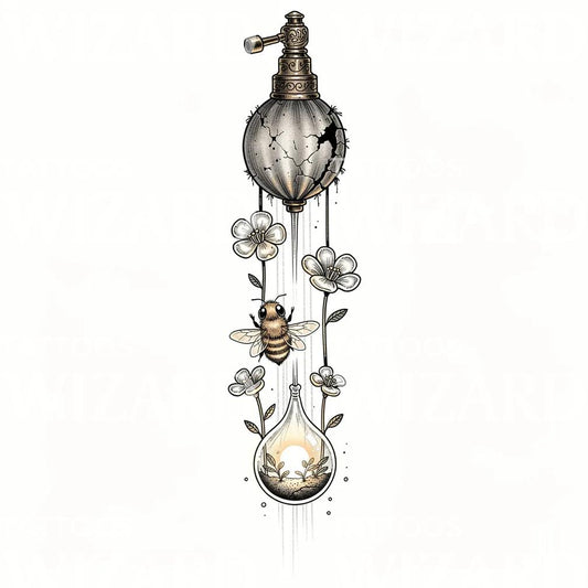 Bij Terrarium Gloeilamp Tattoo-Ontwerp