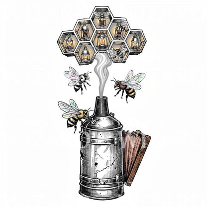 Beekeeping Honeycomb Tattoo Illustration