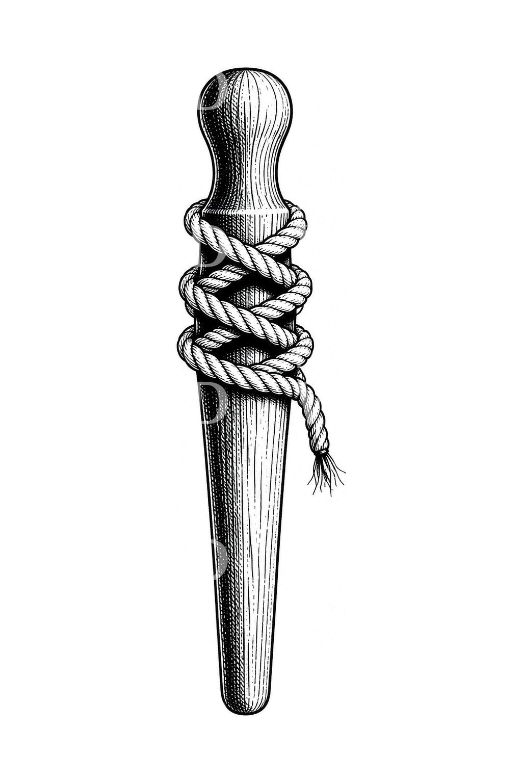 Tattoo-Illustration mit Belegnagel und Seilwindungen