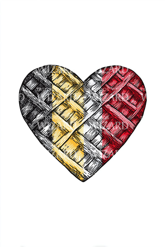 Belgian Heart Flag Tattoo Design