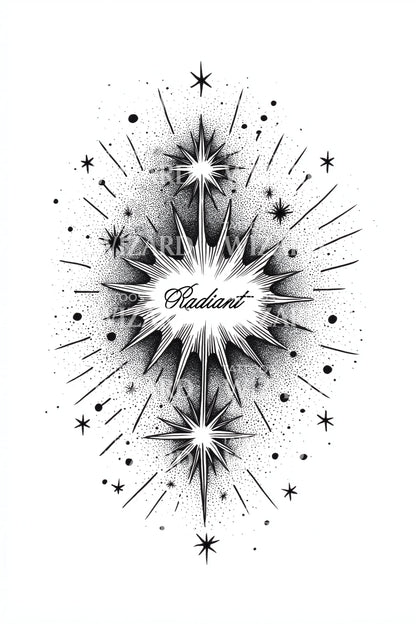 Believe Starburst Script Tattoo Design