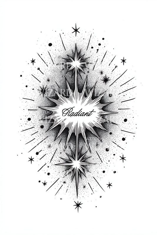 Believe Starburst Script Tattoo Design