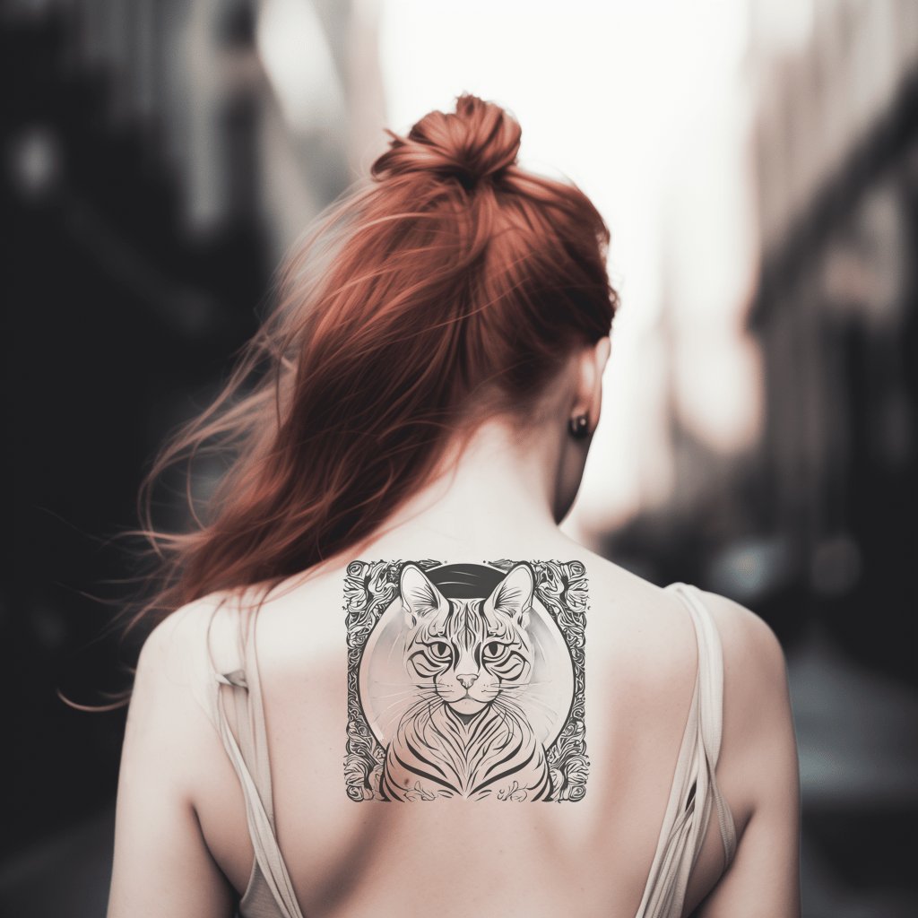 Bengal Cat with Patterns Tattoo Design