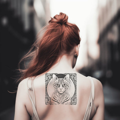 Diseño de tatuaje de gato de Bengala con patrones