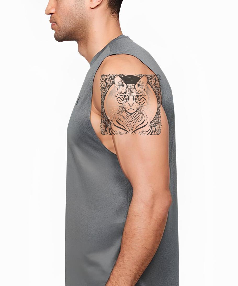 Design de Tatuagem de Gato Bengal com Padrões