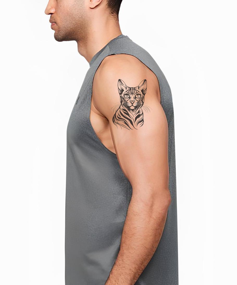 Design de Tatuagem de Gato Bengal com Padrões