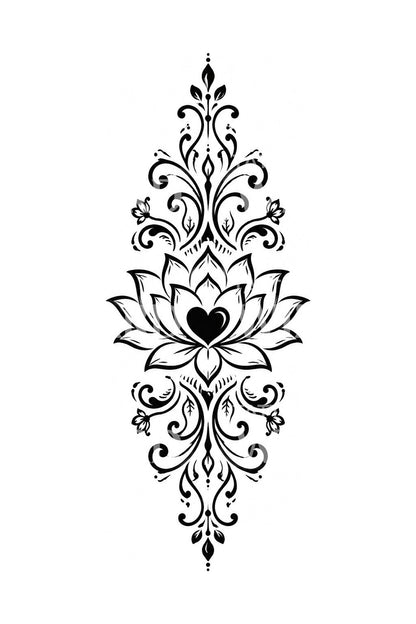Tattoo-Design mit bengalischem Alpona-Lotusmotiv