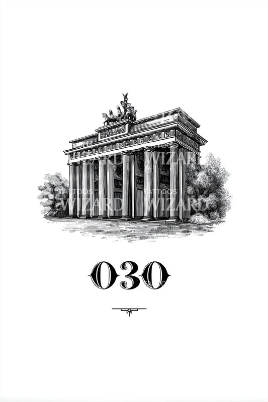 Berlin 030 Classic Gate Engraving Tattoo Idea