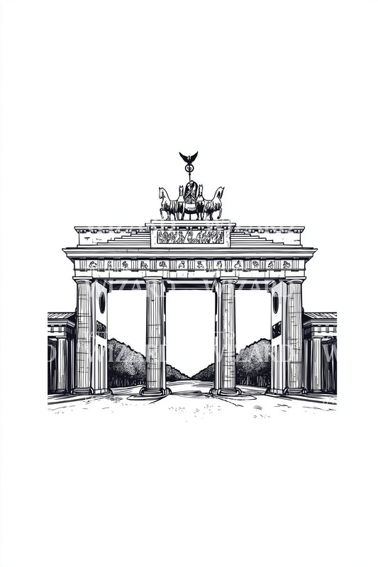 Berlin Brandenburg Gate Tattoo Illustration