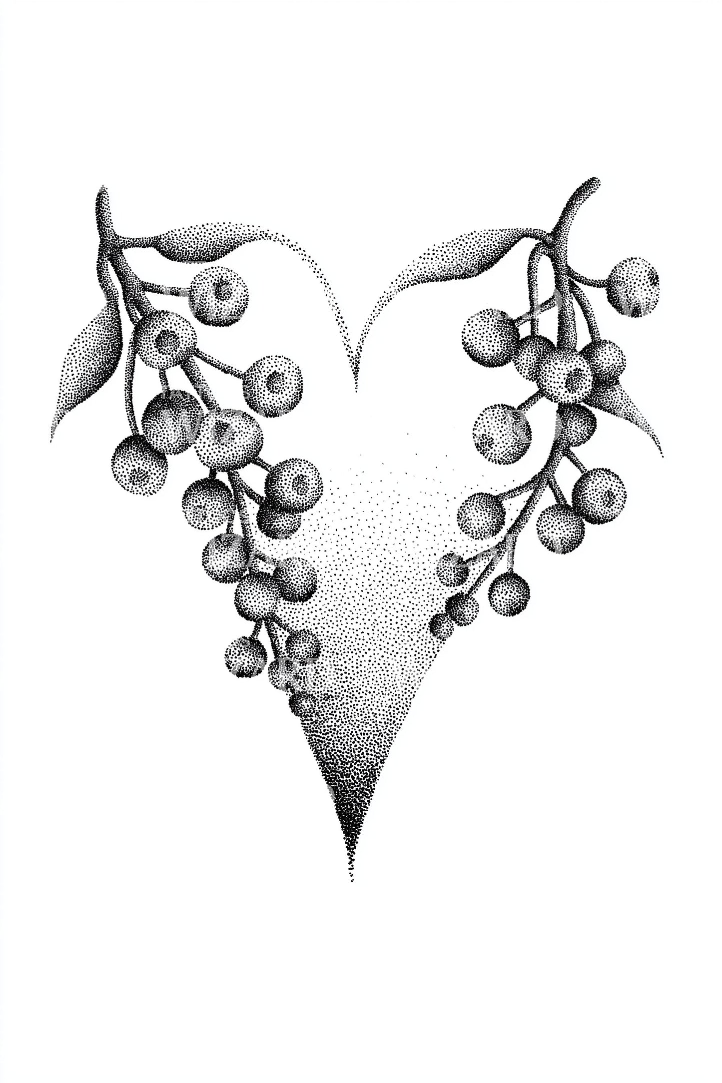 Berry Heart Christmas Garland Tattoo Design