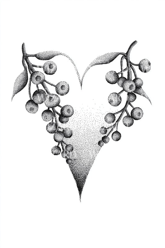 Berry Heart Christmas Garland Tattoo Design