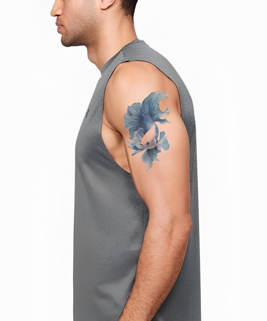 Fließende Betta-Fisch-Tattoo-Illustration