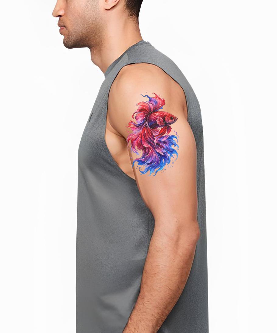 Watercolor Betta Fish Tattoo Design