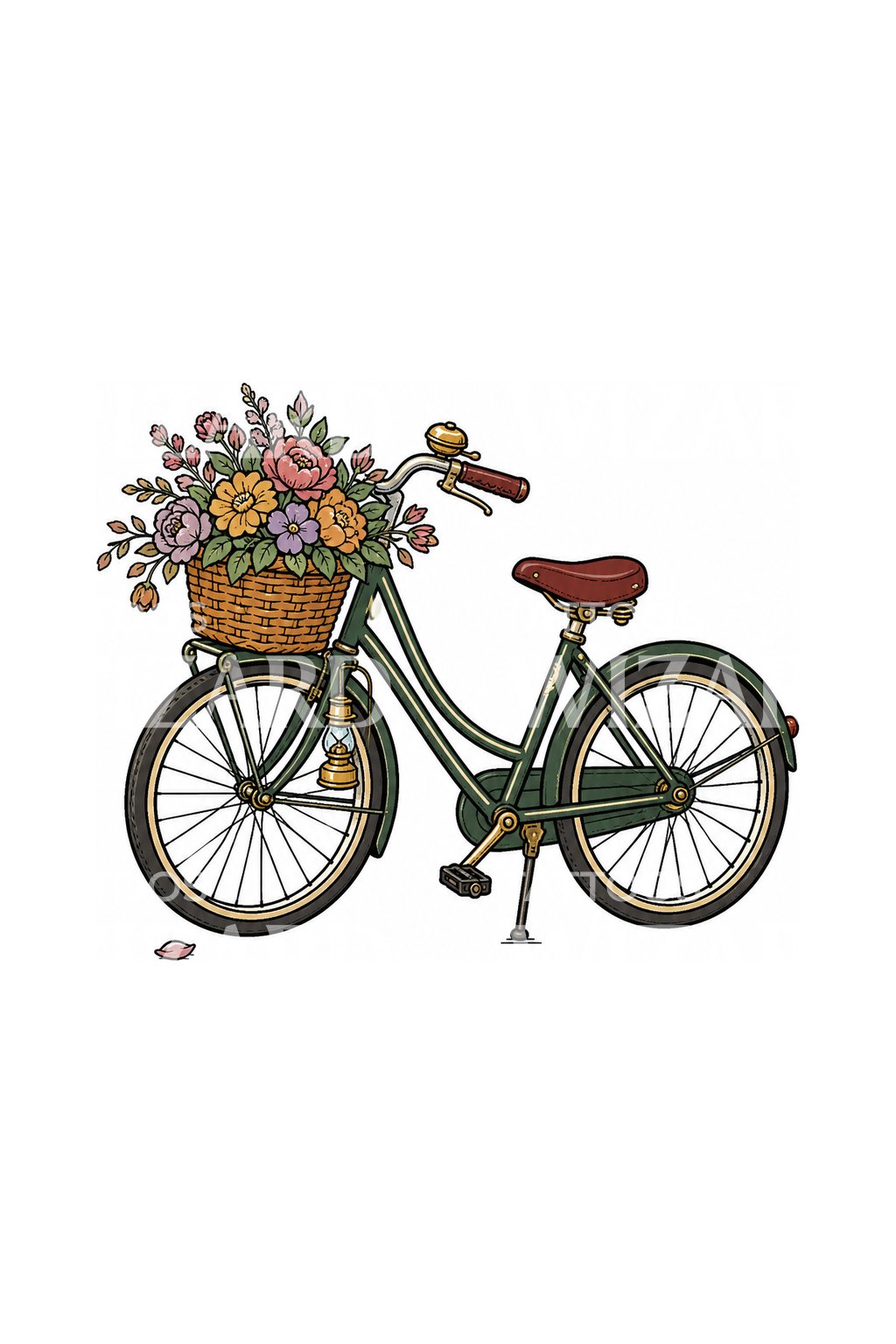 Tatueringsidé med cykel och blomkorg