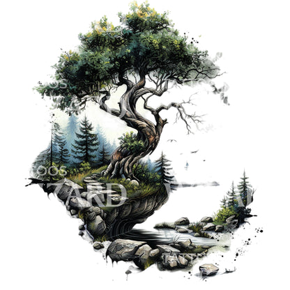 Fantastic Traveler Tree Tattoo Design