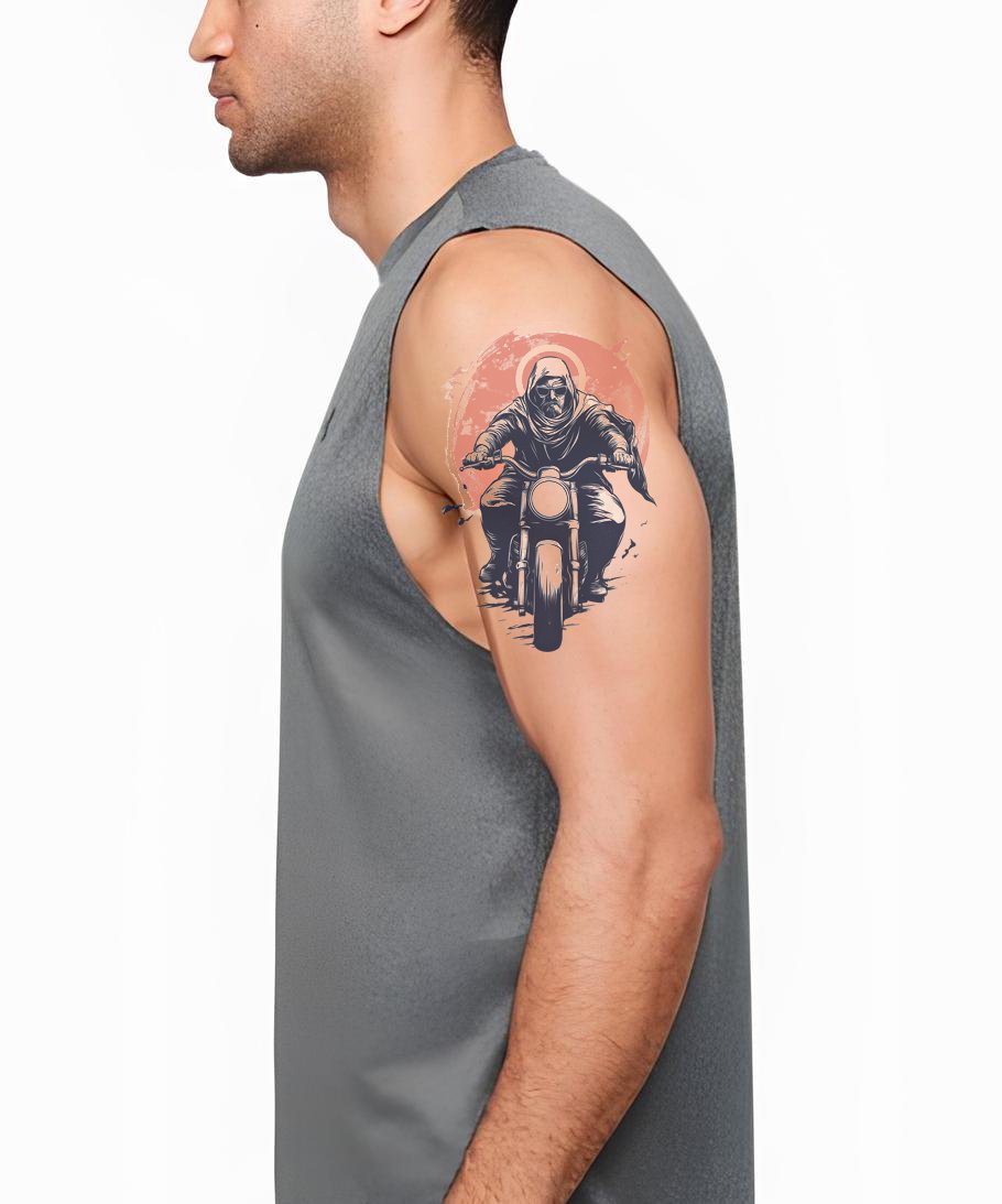 Sunset Road Biker Tattoo Design