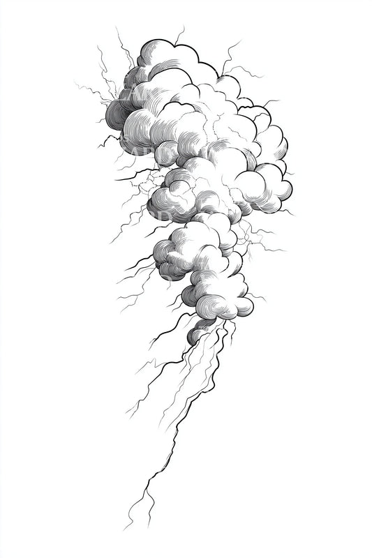 Flödande stormmolnstatuering design