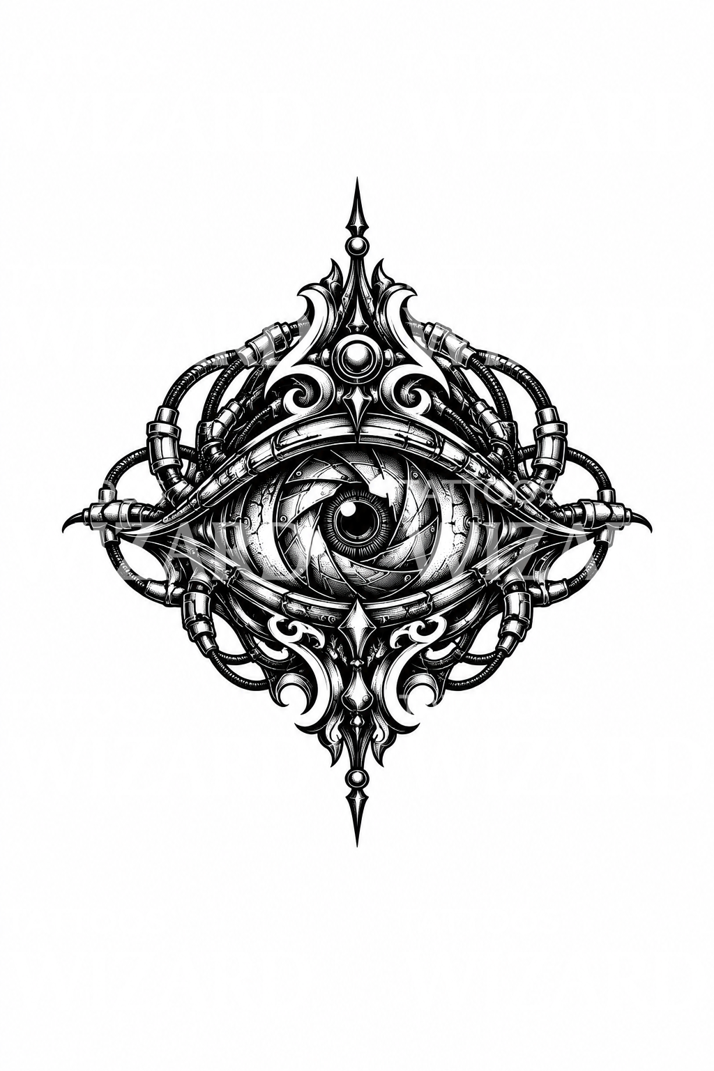 Œil biomécanique en blackwork