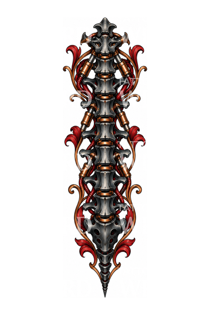 Biomechanical Spine Neo Traditional Tattoo