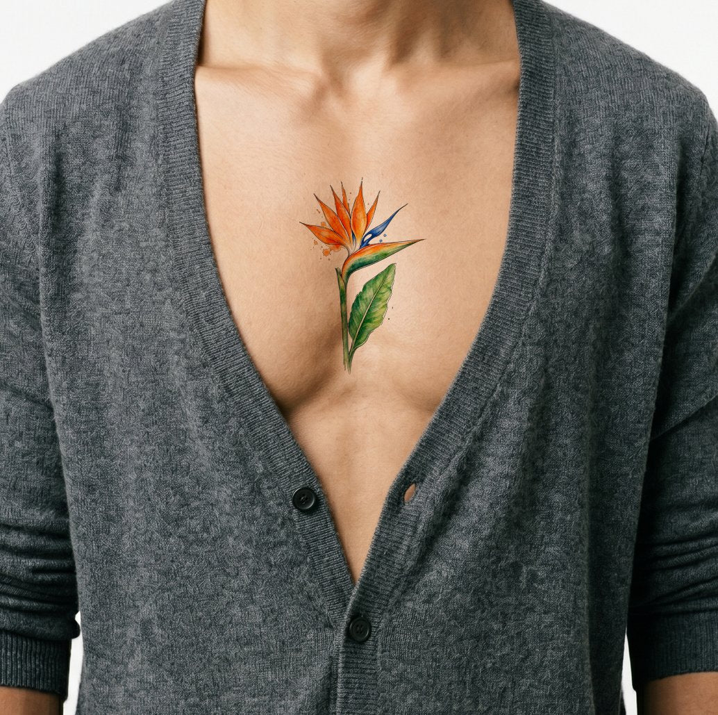 Bird of Paradise Watercolor Tattoo Design