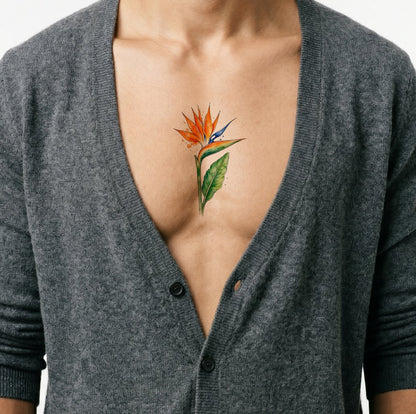 Bird of Paradise Watercolor Tattoo Design