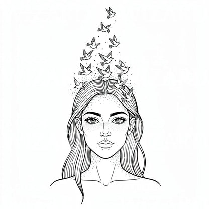 Birds Rising Portrait Tattoo Design