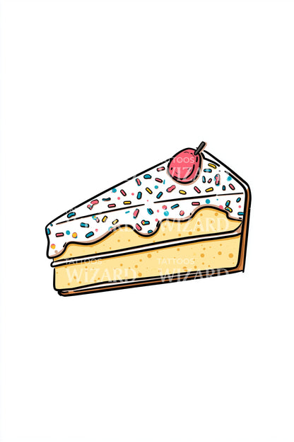 Birthday Cake Slice Tattoo Design