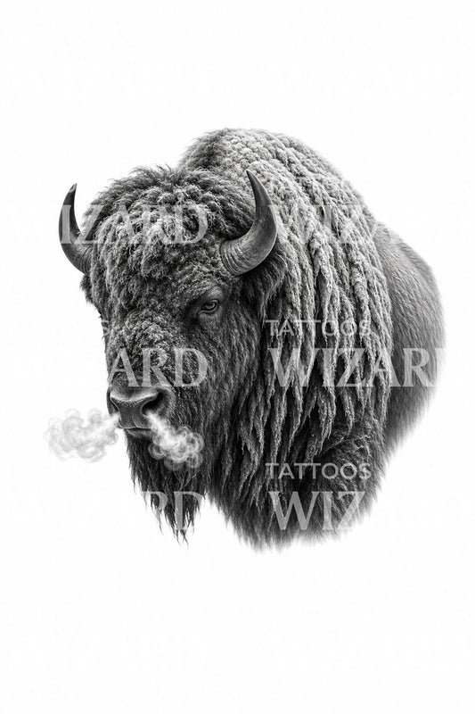 Bisonoxe vinterandedräkt tatueringsdesign