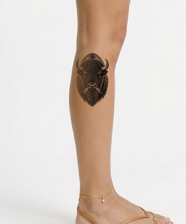 Diseño de tatuaje de cabeza de bisonte americano