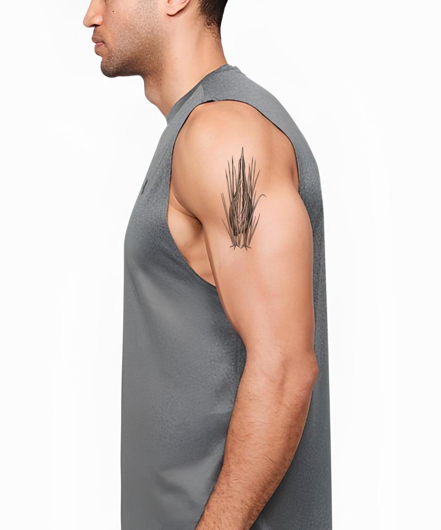 Bittern Hiding in Reeds Tattoo Design