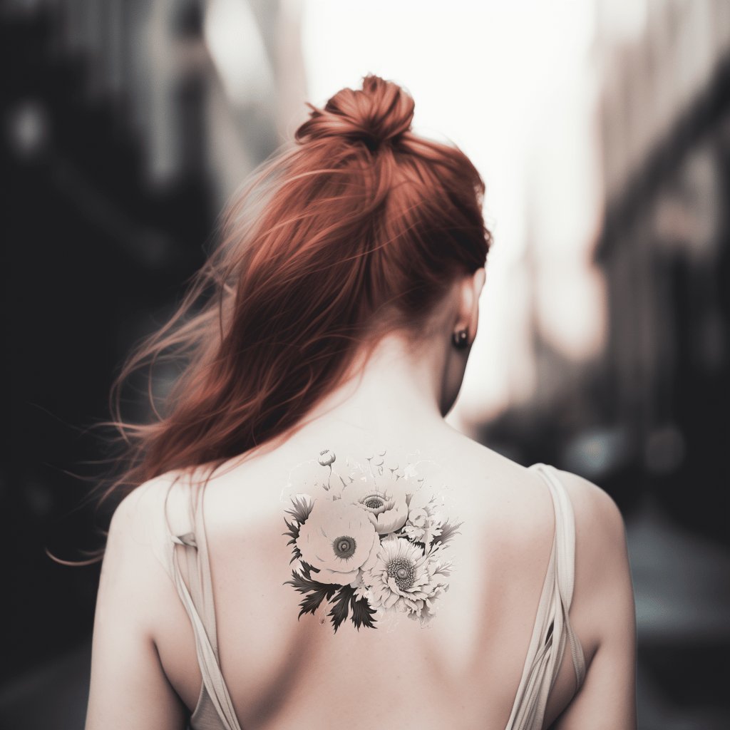 Anemone Bouquet Composition Tattoo Design
