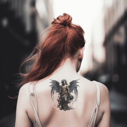 Dark Angel Black and Grey Tattoo Design