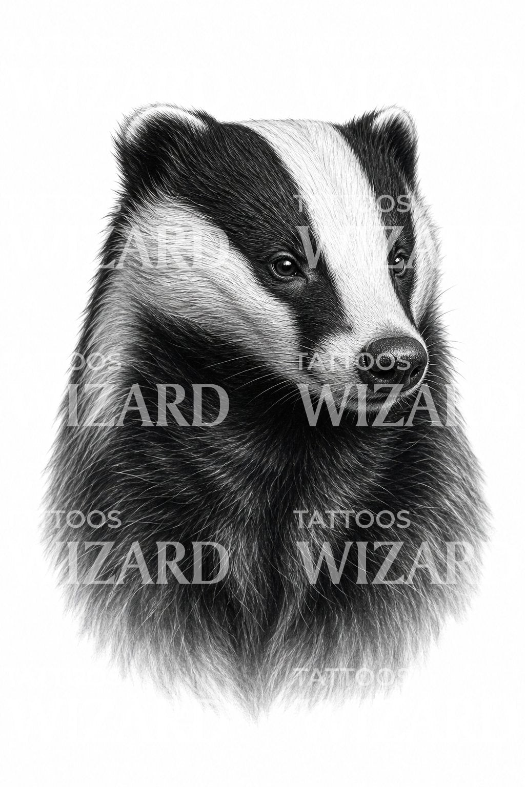 Black and Grey Badger Tattoo Design