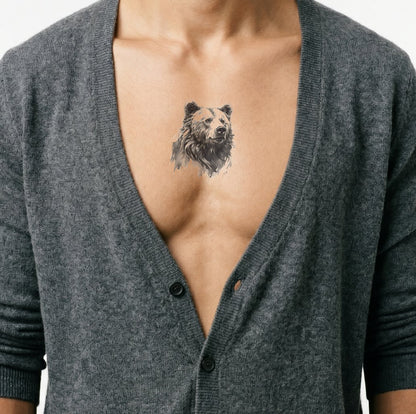 Conception de tatouage d'ours brun épique