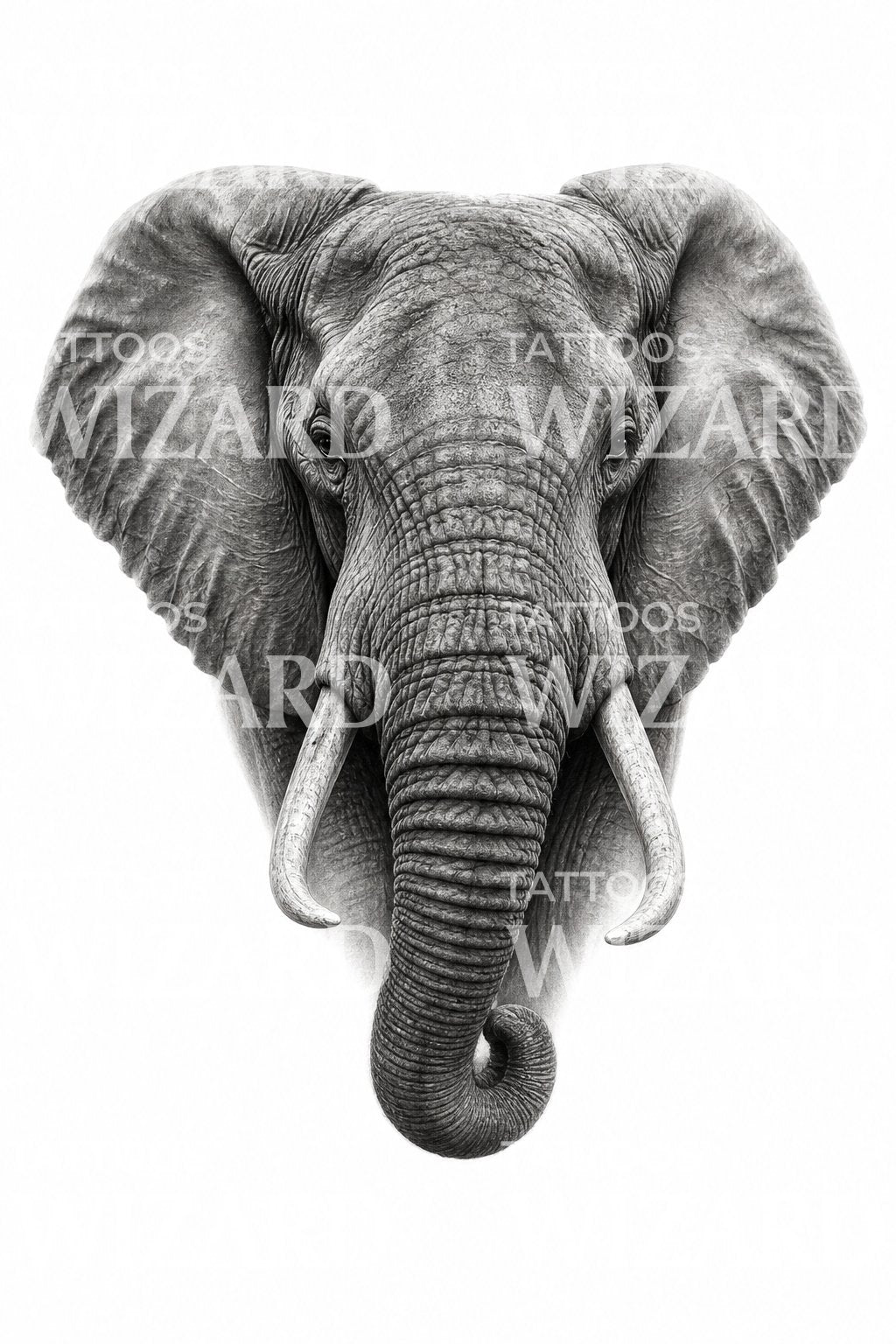 Black and Grey Elephant Tattoo Design