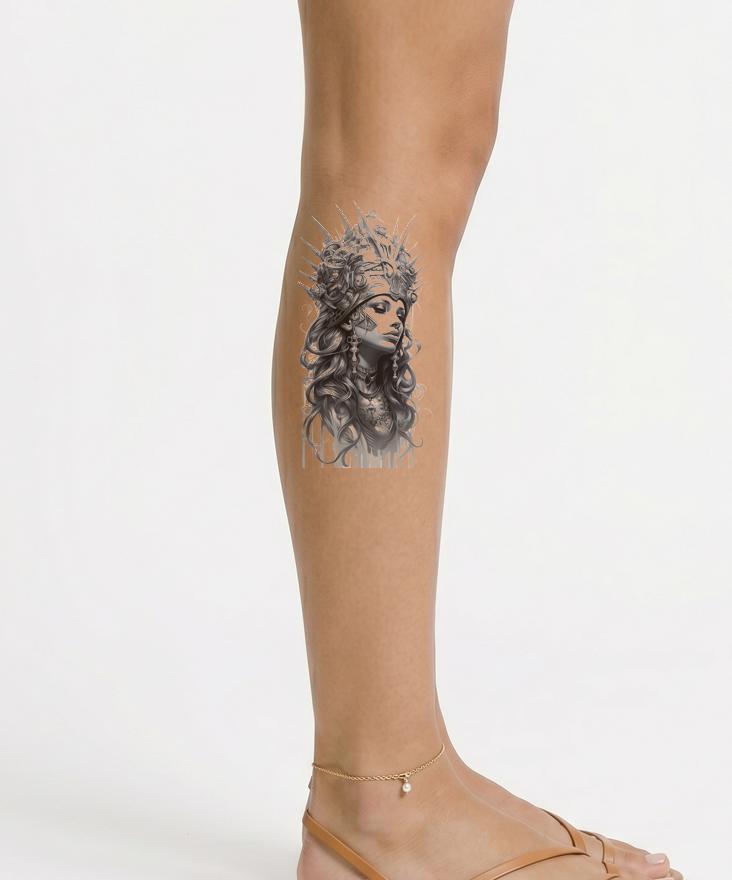 Desain Tato Potret Dewi Fantasi