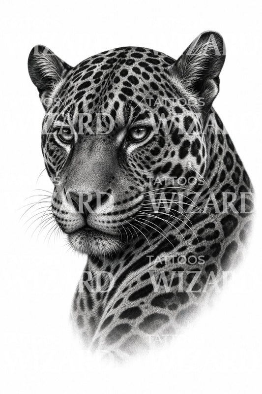 Black and Grey Jaguar Tattoo Design